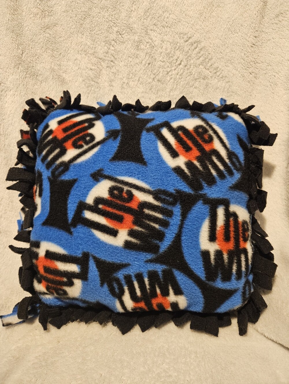 Handmade The Who fleece pillow.  Perfect for any fan. Machine washable.
